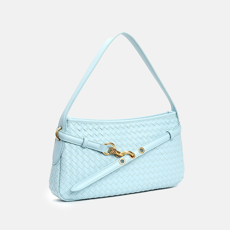 Sac baguette en cuir tissé de grain supérieur pour femmes