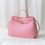 Women's Minimalist Woven Split Leather Shoulder Tote Handbag In Gold Hardware