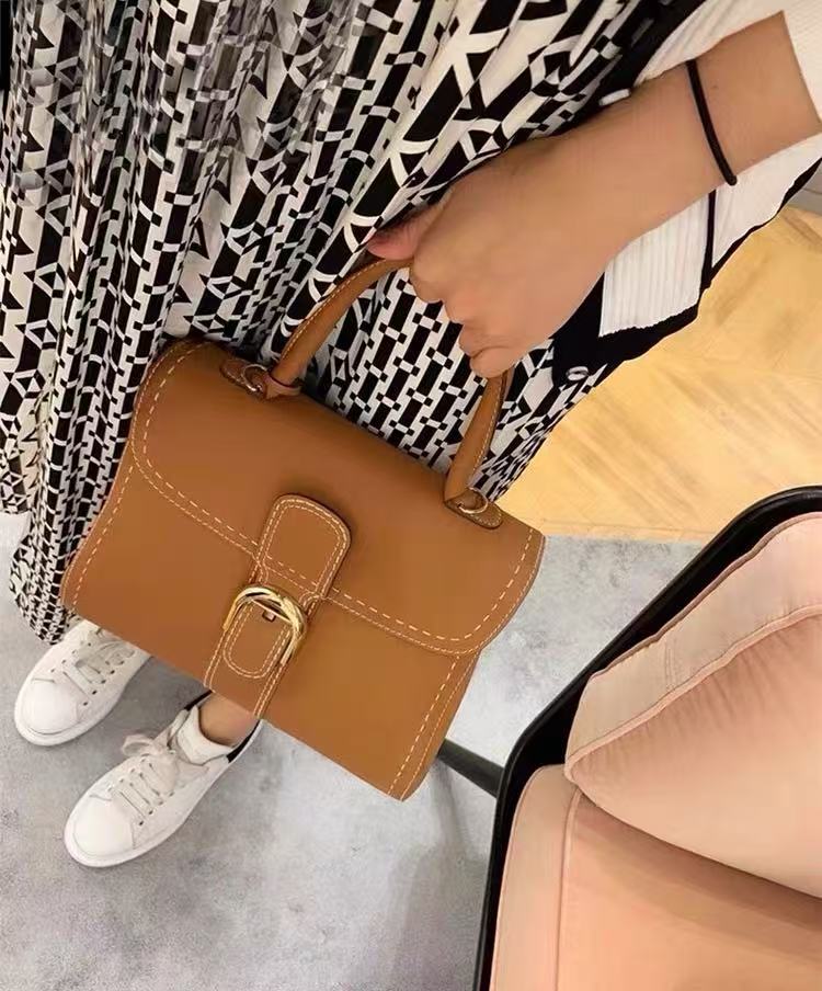 Women's Genuine Leather Buckle Closure Top Handle Bag with Crossbody Strap photo review