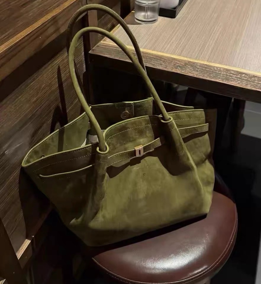 Grand sac fourre-tout en cuir daim en forme de boulette pour femmes photo review