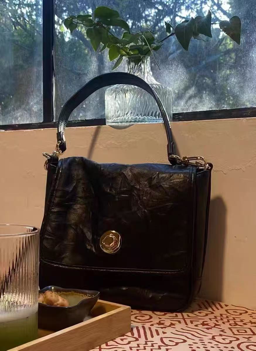 Sac à bandoulière à rabat en cuir véritable Vintage pour femmes photo review
