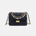 Women's Black Quilted Lambskin Pearl-Embellished Chain Crossbody Bag In Gold Hardware