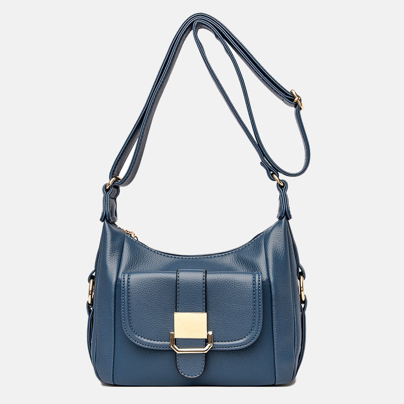 Women's Buckle Shoulder Messenger Bags in Vegan Leather