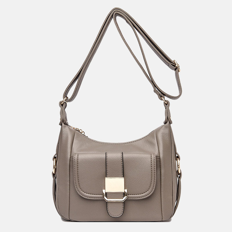 Women's Buckle Shoulder Messenger Bags in Vegan Leather