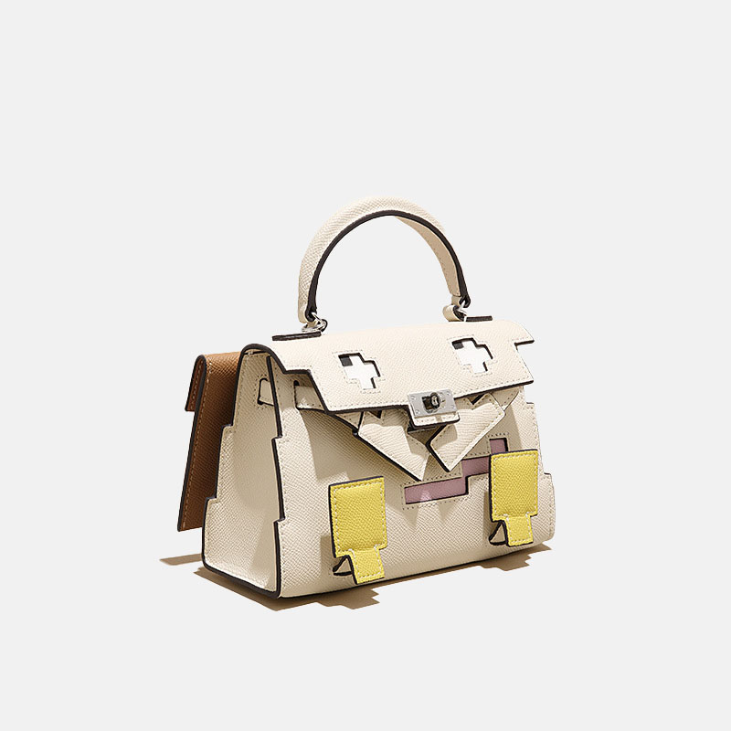 Women's Epsom Mosaic Pixel Doll Top Handle Bag In Silver Hardware