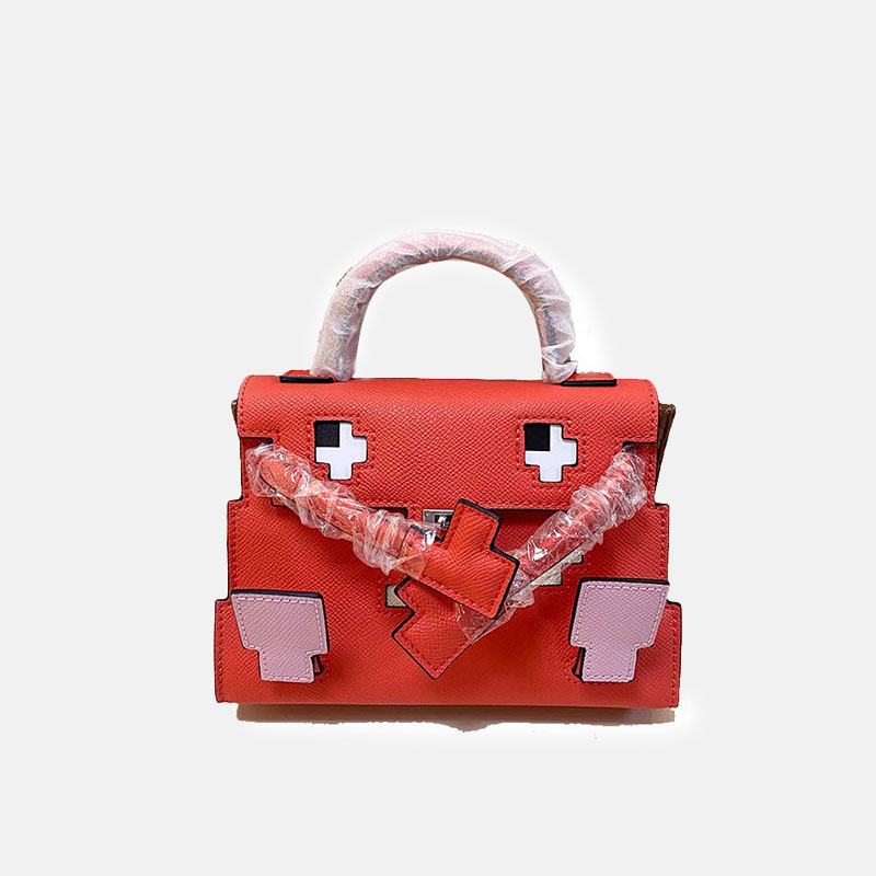 Women's Epsom Mosaic Pixel Doll Top Handle Bag In Silver Hardware