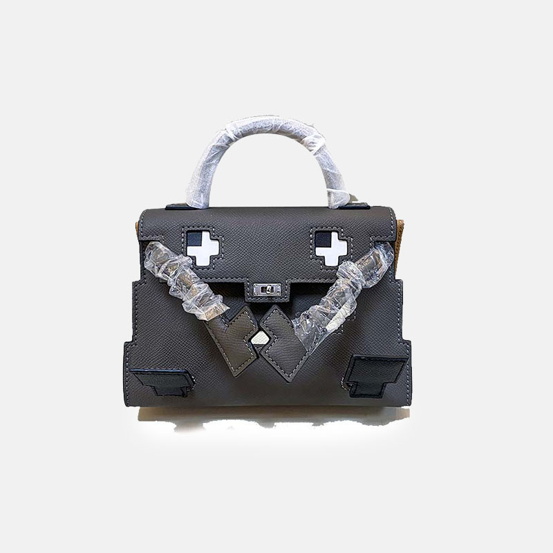 Women's Epsom Mosaic Pixel Doll Top Handle Bag In Silver Hardware