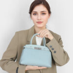 Sacs à poignées en cuir pleine fleur pour femmes, avec quincaillerie argentée