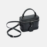 Minimalistische schwarze Krokodilleder Box Top Handle Tasche für Damen