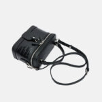Minimalistische schwarze Krokodilleder Box Top Handle Tasche für Damen