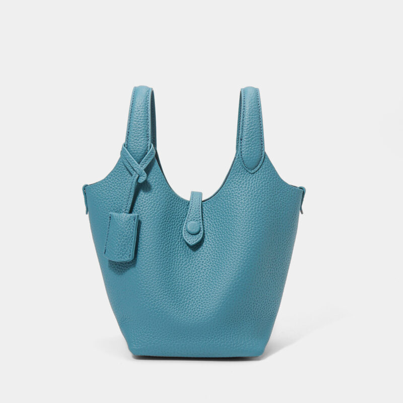 Women's Minimalist Full-Grain Leather Magnetic Closure Crossbody Bucket Bag