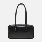 Minimalistische Boston Baguette Tasche aus echtem Leder für Damen