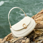Women's Minimalist Genuine Leather Saddle Handbag In Gold Hardware