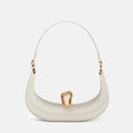 Women's Minimalist Genuine Leather Saddle Handbag In Gold Hardware
