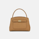 Women's Minimalist Genuine Leather Top Handle Bag In Gold Hardware