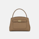 Women's Minimalist Genuine Leather Top Handle Bag In Gold Hardware