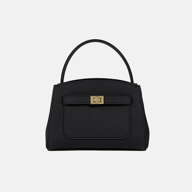 Women's Minimalist Genuine Leather Top Handle Bag In Gold Hardware