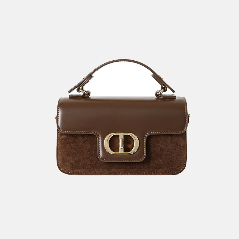 Sac à main en cuir et daim minimaliste pour femmes, avec des ferrures dorées