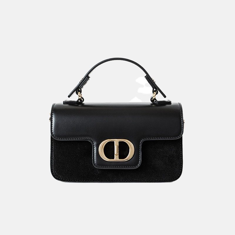 Minimalistische Damen-Tasche aus Leder und Wildleder mit goldener Hardware