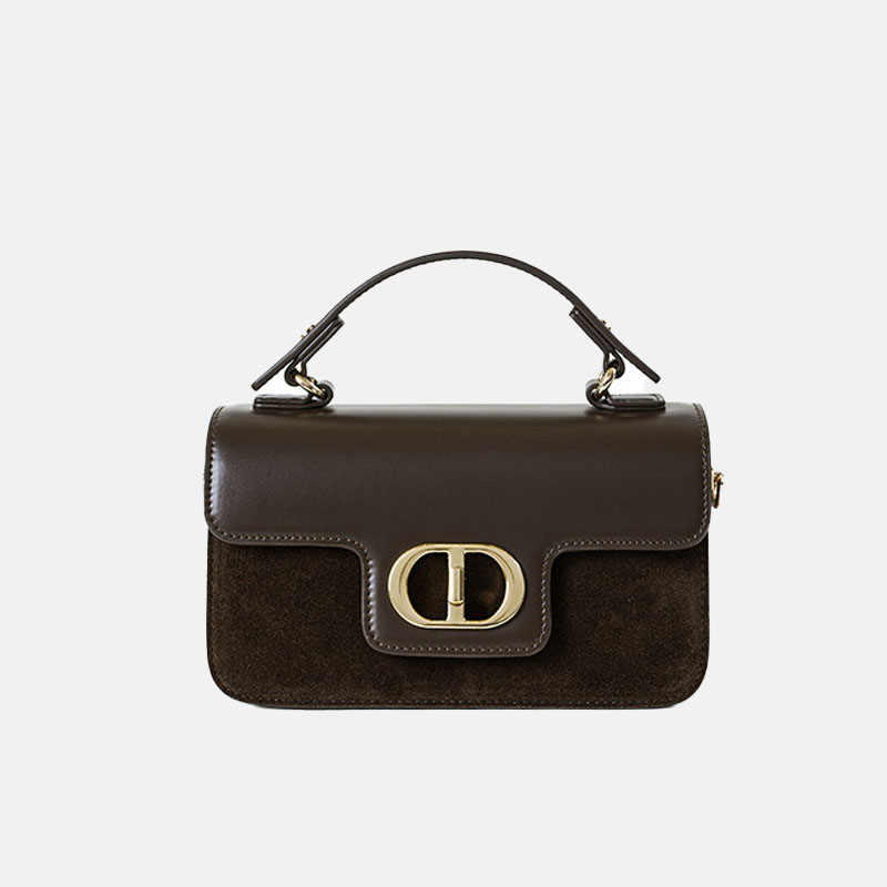 Minimalistische Damen-Tasche aus Leder und Wildleder mit goldener Hardware