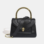 Women's Minimalist Leather Snakehead Clasp Crossbody Chain Top Handle Bag In Gold Hardware