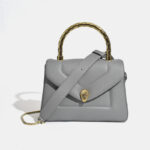 Women's Minimalist Leather Snakehead Clasp Crossbody Chain Top Handle Bag In Gold Hardware