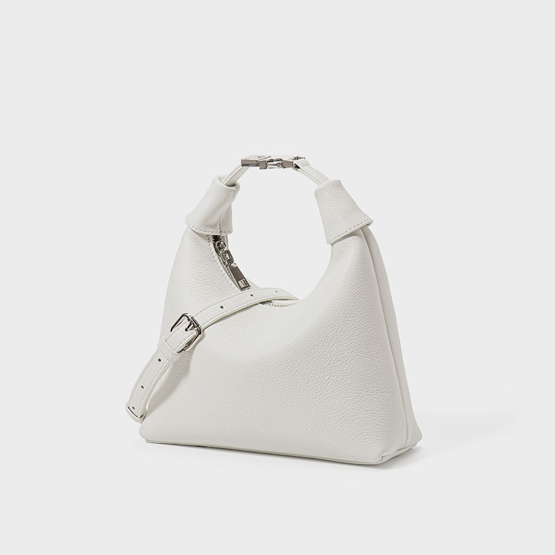 Women's Minimalist Lychee Top-Grain Leather Crossbody Hobo Bag