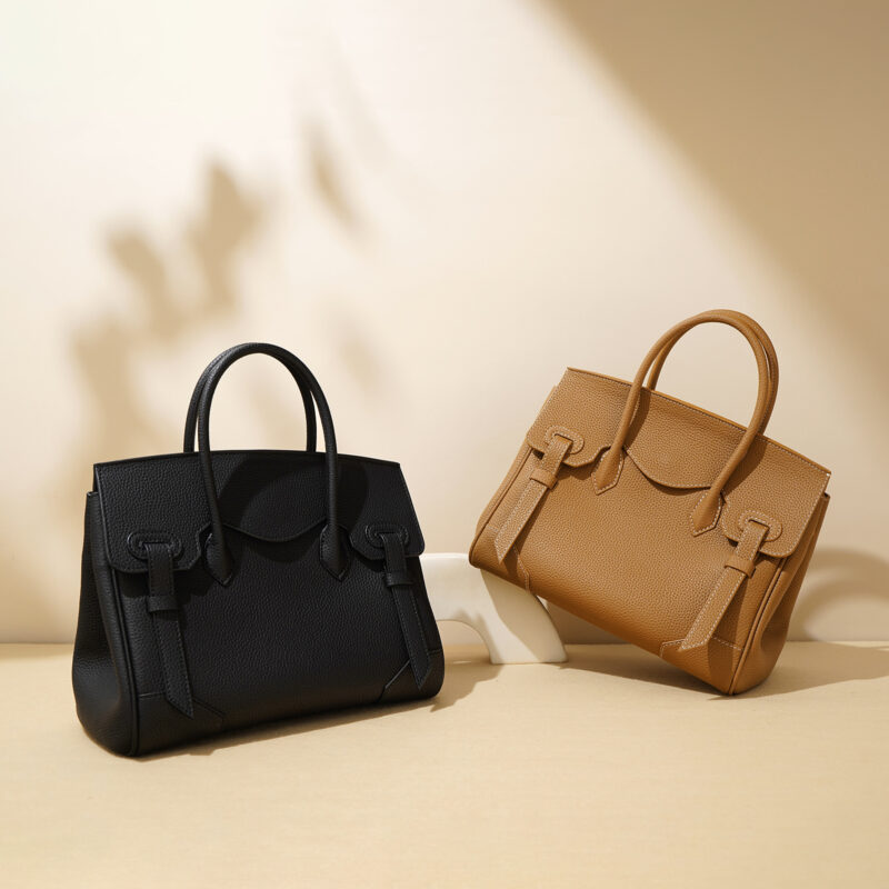 Women's Minimalist Lychee Top-Grain Leather Handbag