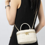 Women's Minimalist Quilted Leather Box Crossbody Chain Top Handle Bag