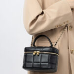 Women's Minimalist Quilted Leather Box Crossbody Chain Top Handle Bag