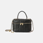 Women's Minimalist Quilted Leather Box Crossbody Chain Top Handle Bag