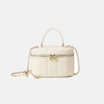 Women's Minimalist Quilted Leather Box Crossbody Chain Top Handle Bag
