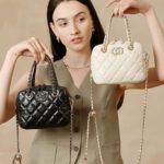 Sac à main Minimalist Quilted Top-Grain Leather Chain Crossbody Handbag pour femmes