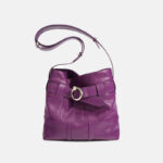 Sac à bandoulière minimaliste en cuir de grain supérieur violet pour femmes