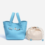 Minimalistische Damen Crossbody Strap Bucket Handtasche aus Leder mit Schloss-Verschluss