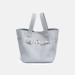 Minimalistische Damen Crossbody Strap Bucket Handtasche aus Leder mit Schloss-Verschluss