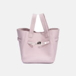 Minimalistische Damen Crossbody Strap Bucket Handtasche aus Leder mit Schloss-Verschluss