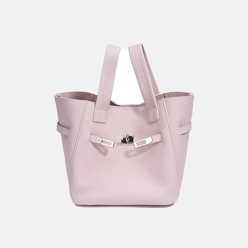 Minimalistische Damen Crossbody Strap Bucket Handtasche aus Leder mit Schloss-Verschluss