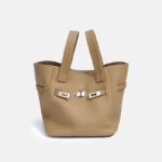 Minimalistische Damen Crossbody Strap Bucket Handtasche aus Leder mit Schloss-Verschluss