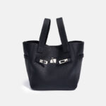 Minimalistische Damen Crossbody Strap Bucket Handtasche aus Leder mit Schloss-Verschluss