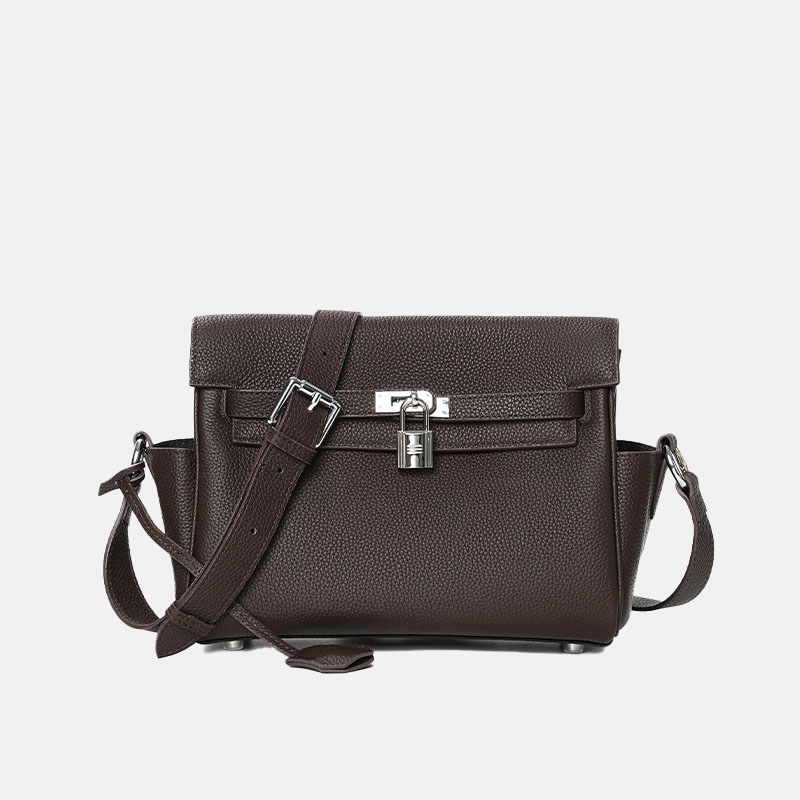 Women's Minimalist Top-Grain Leather Crossbody Bag In Silver Hardware