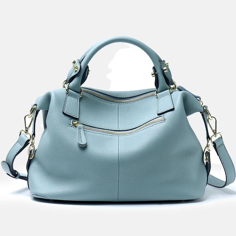 Minimalistische Boston Crossbody Handtasche aus feinstem Leder mit mehreren Fächern für Damen