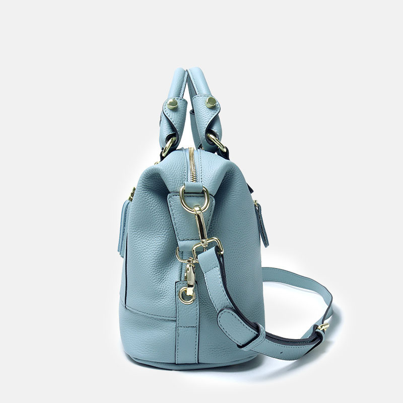 Minimalistische Boston Crossbody Handtasche aus feinstem Leder mit mehreren Fächern für Damen