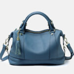 Minimalistische Boston Crossbody Handtasche aus feinstem Leder mit mehreren Fächern für Damen