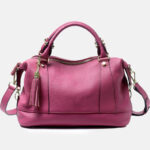Minimalistische Boston Crossbody Handtasche aus feinstem Leder mit mehreren Fächern für Damen