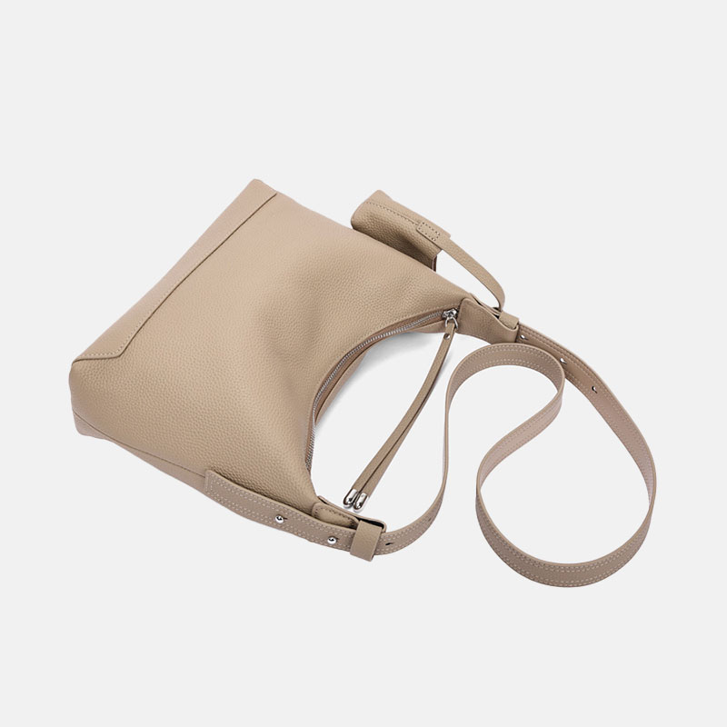Minimalistische Damen Umhängetasche aus feinstem Leder mit Reißverschluss