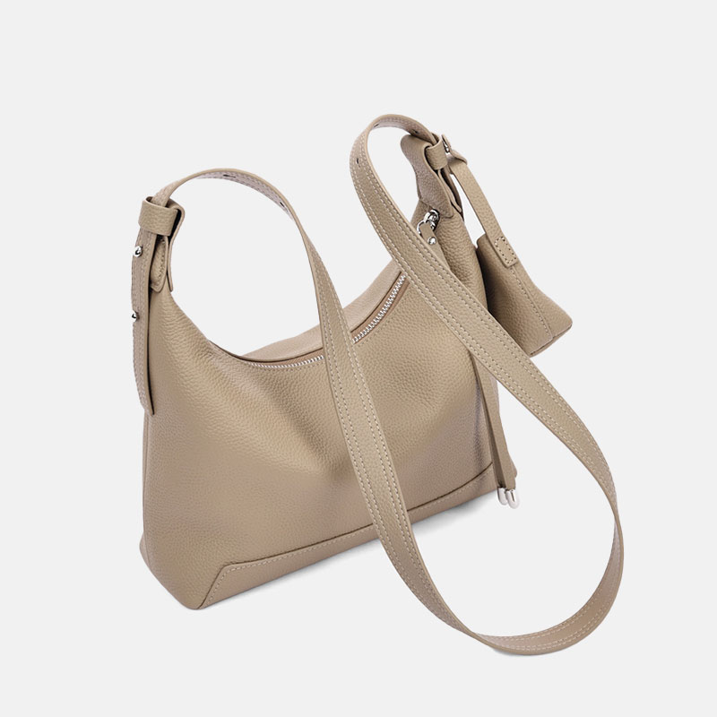 Minimalistische Damen Umhängetasche aus feinstem Leder mit Reißverschluss