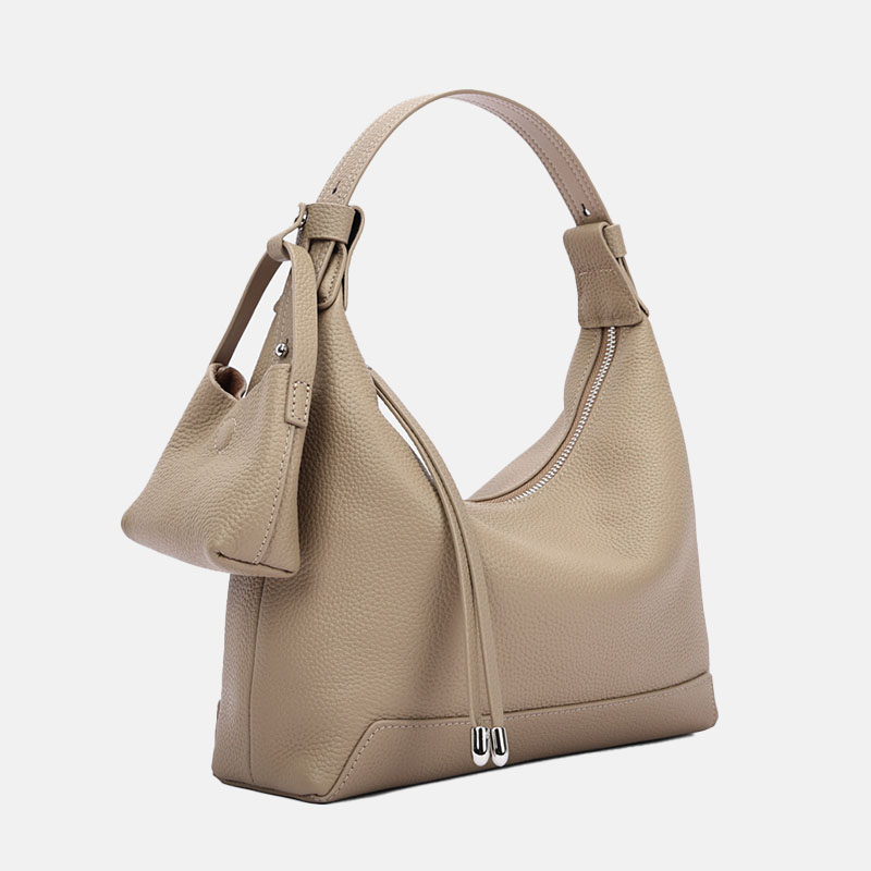Minimalistische Damen Umhängetasche aus feinstem Leder mit Reißverschluss