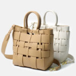Women's Minimalist Woven Genuine Leather Crossbody Bucket Bags