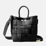 Women's Minimalist Woven Genuine Leather Crossbody Bucket Bags